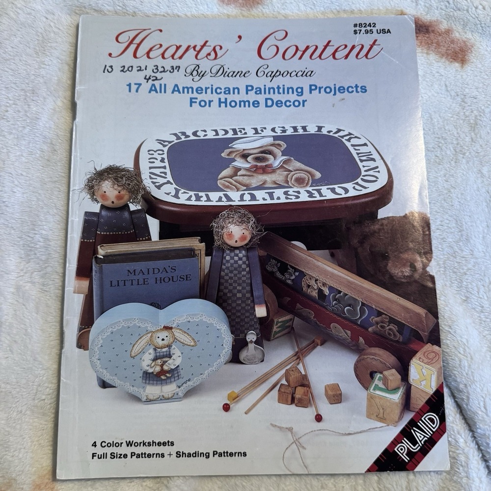 1987 Hearts Content Tole Painting Book 17 All American Projects Vtg Paperback